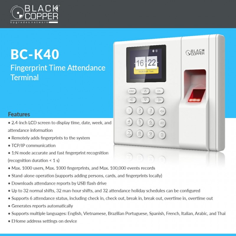 black-copper-bc-k40 in Lahore Karachi Islamabad Biometric Attendance Machine in Lahore Karachi Islamabad Pakistan